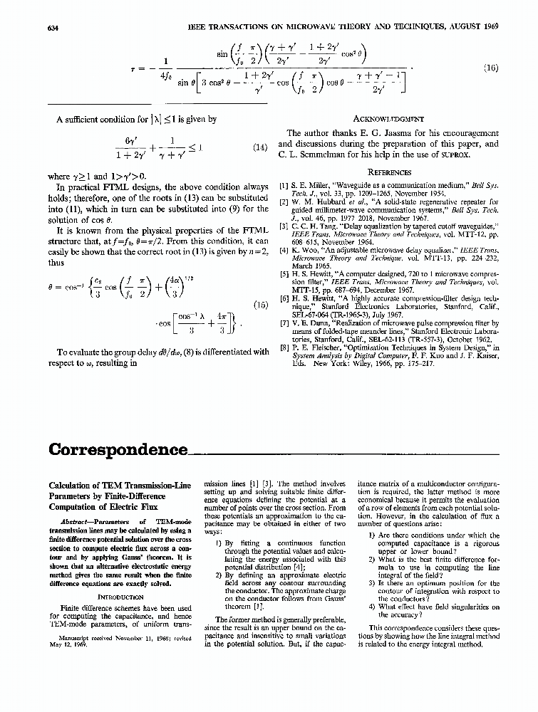 Calculation of TEM Parameters by FiniteDifference