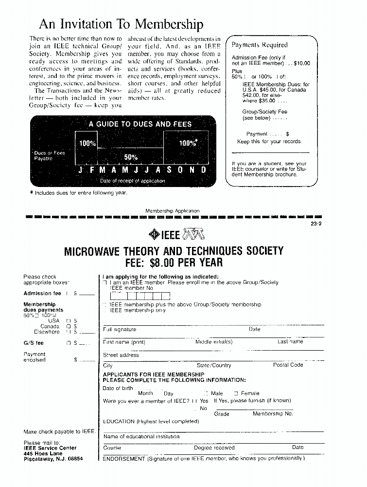 Membership Application, IEEE Microwave Theory and Techniques Group