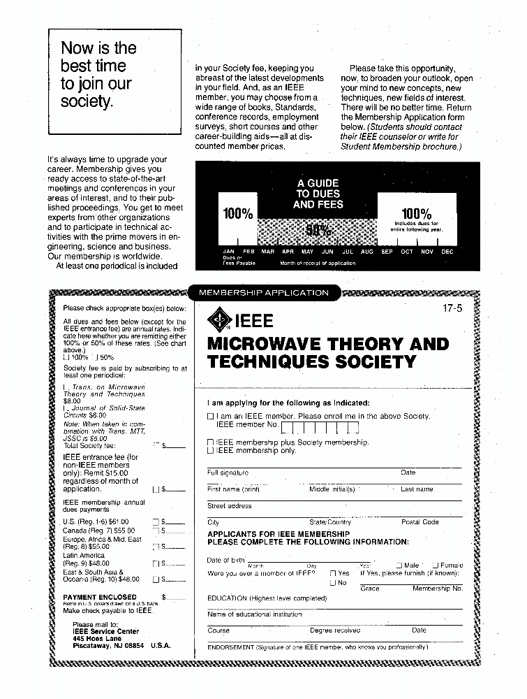 Membership Application, IEEE Microwave Theory and Techniques Group