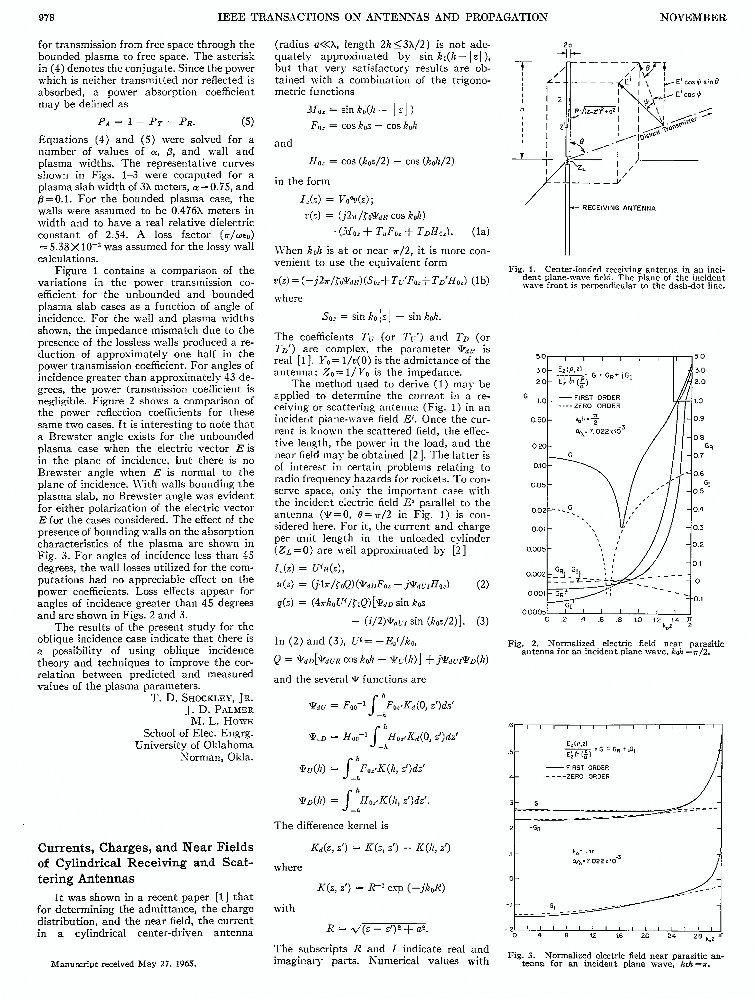 Currents, charges, and near fields of cylindrical receiving and