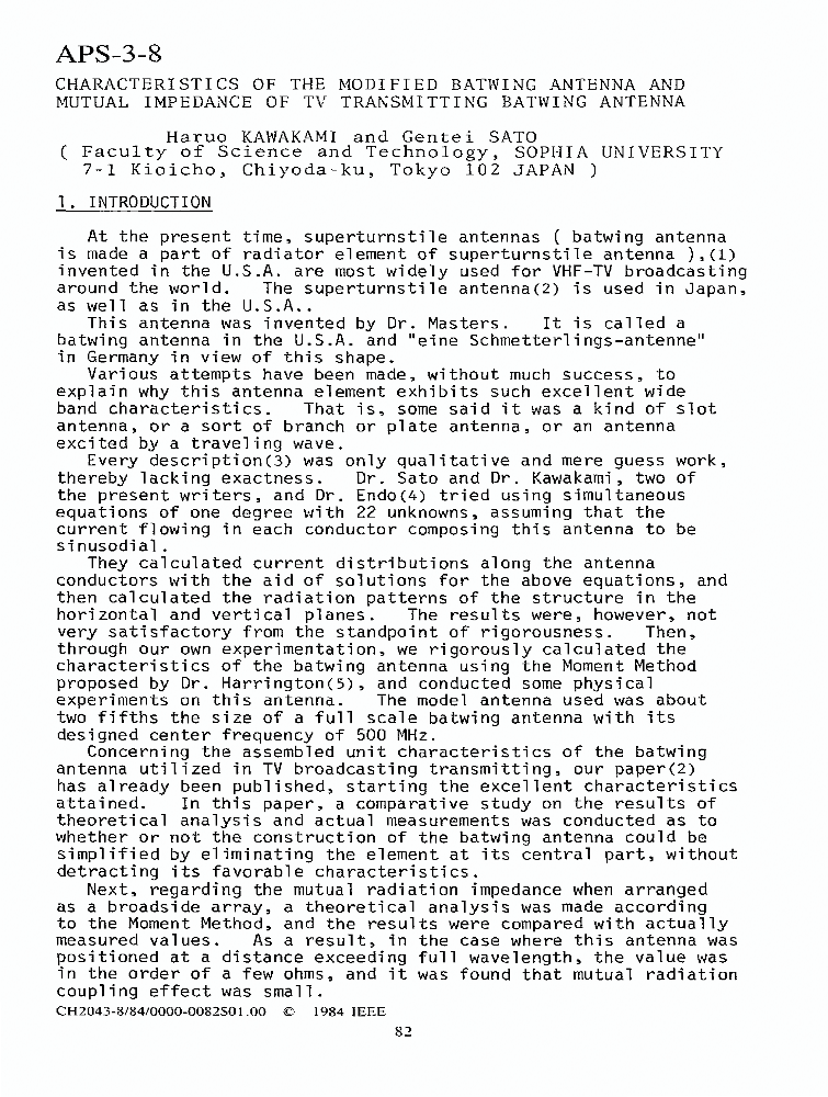 Characteristics of the modified batwing antenna and mutual impedance of