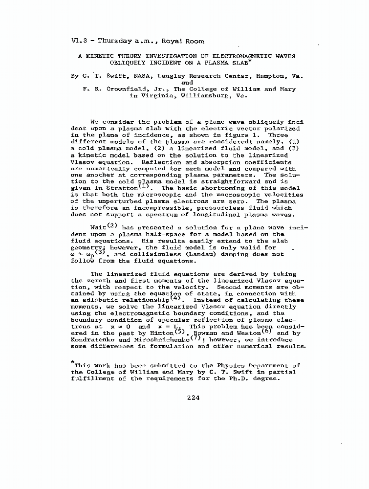 A Kinetic Theory Investigation Of Electromagnetic Waves Obliquely Incident On A Plasma Slab Ieee Conference Publication Ieee Xplore