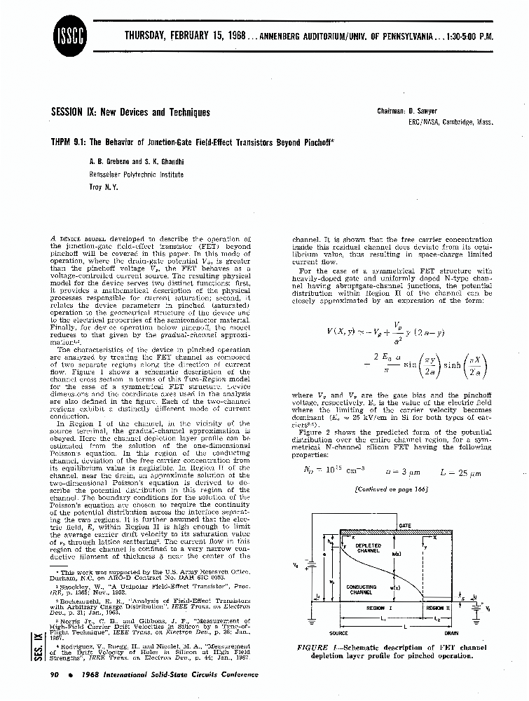 The behavior of junctiongate fieldeffect transistors beyond pinchoff
