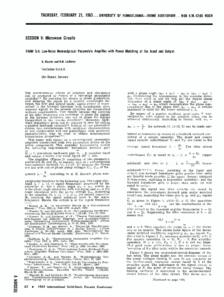 Lownoise nonreciprocal parametric amplifier with power matching at the