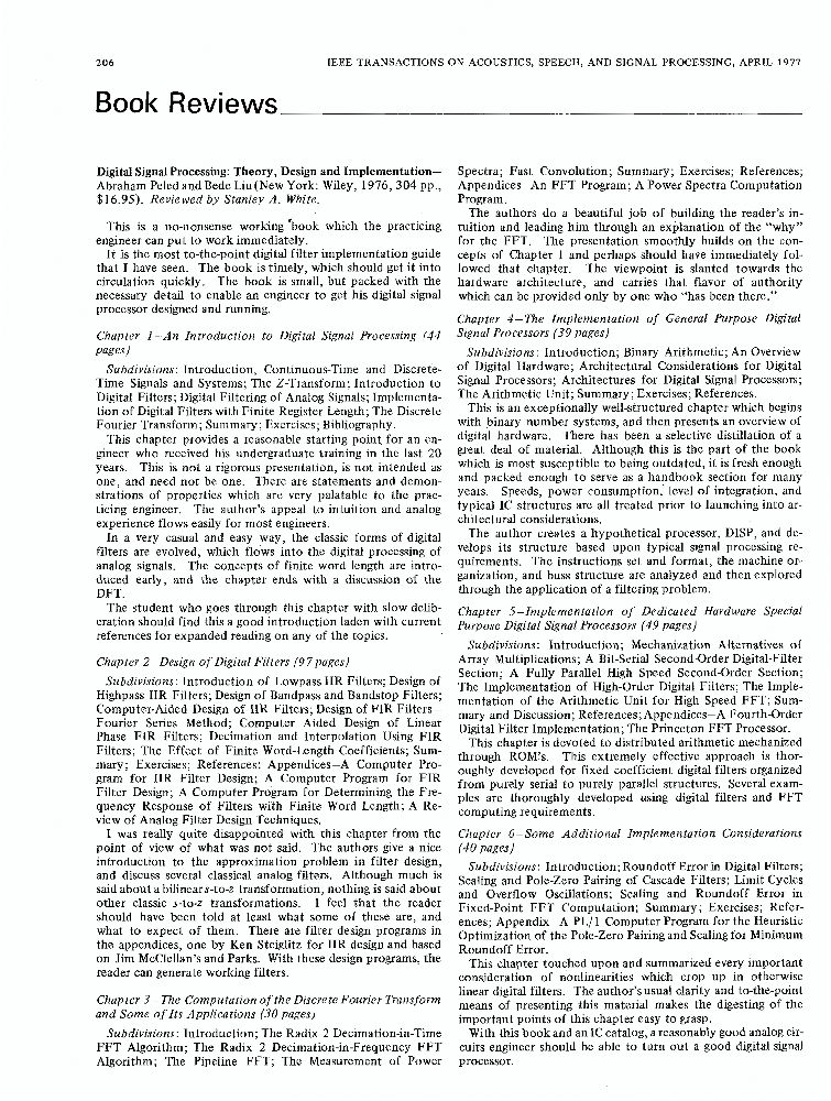 Digital signal processing Theory, design and implementation IEEE