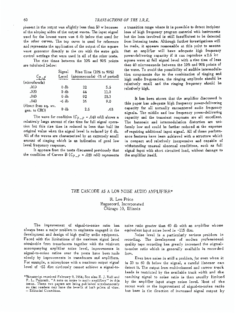 The cascode as a low noise audio amplifier IEEE Journals & Magazine
