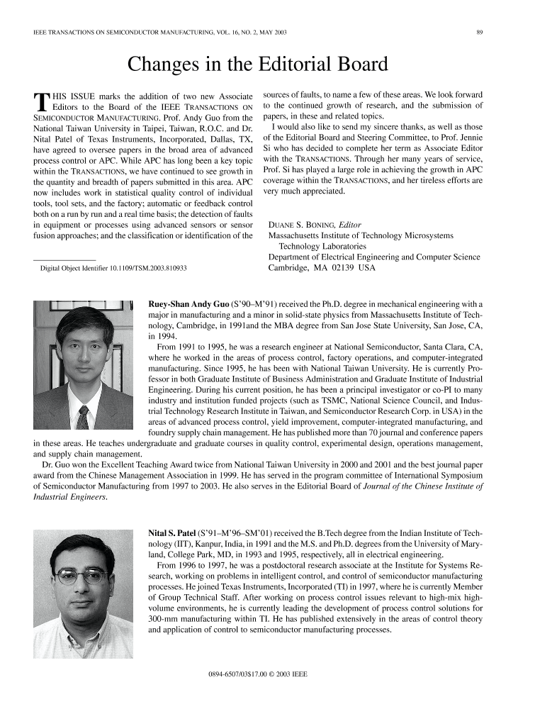 Changes in the Editorial Board IEEE Journals & Magazine IEEE Xplore