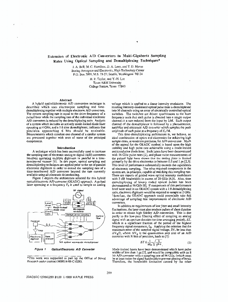 Extension of electronic A/D converters to multigigahertz sampling