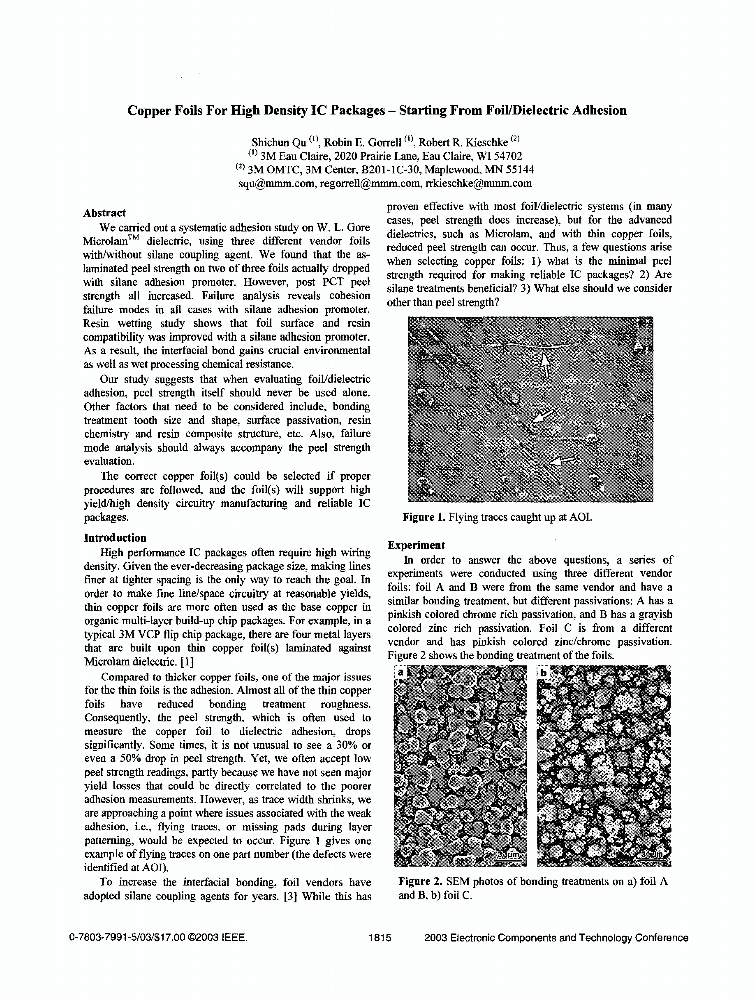 Copper foils for high density IC packages starting from foil