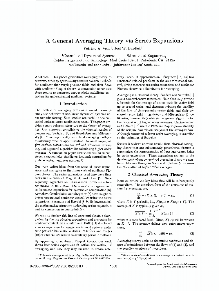 A general averaging theory via series expansions | IEEE Conference ...