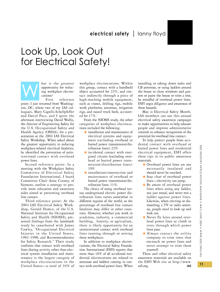Look up, look out for electrical safety! IEEE Journals & Magazine