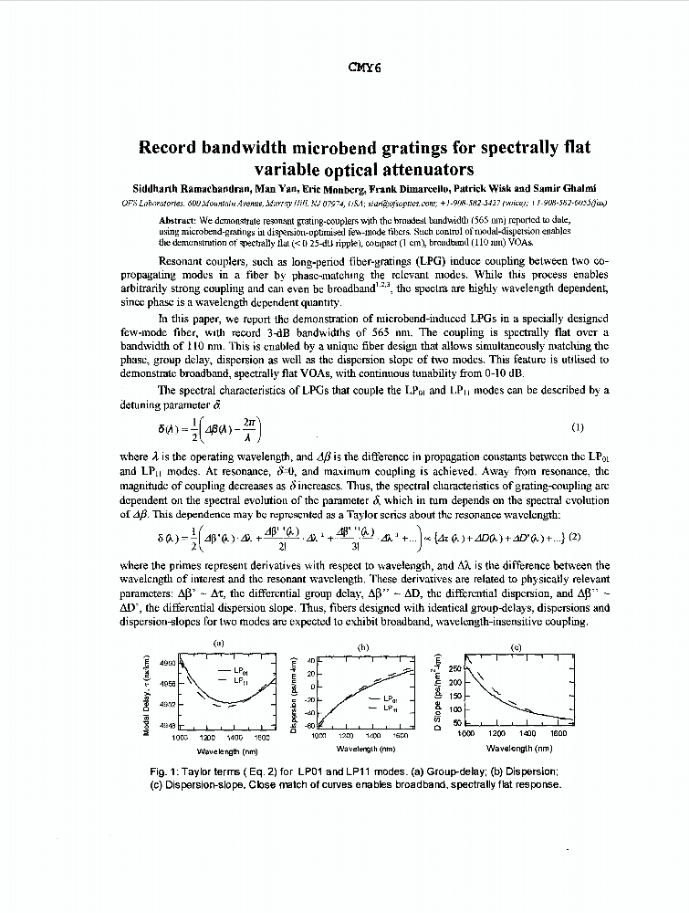 Record bandwidth microbend gratings for spectrally flat variable