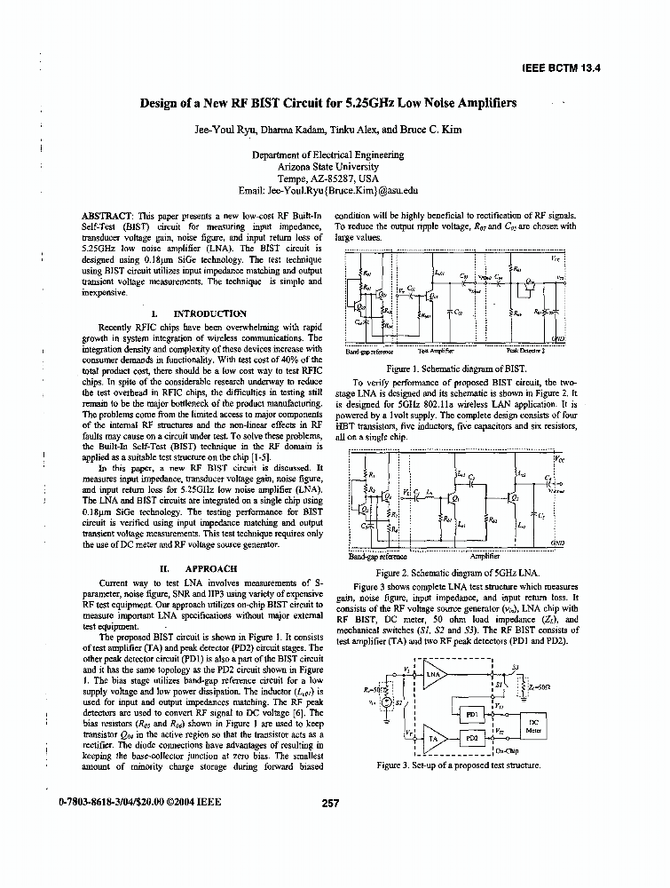 Design of a new RF BIST circuit for 5.25GHz low noise amplifiers IEEE