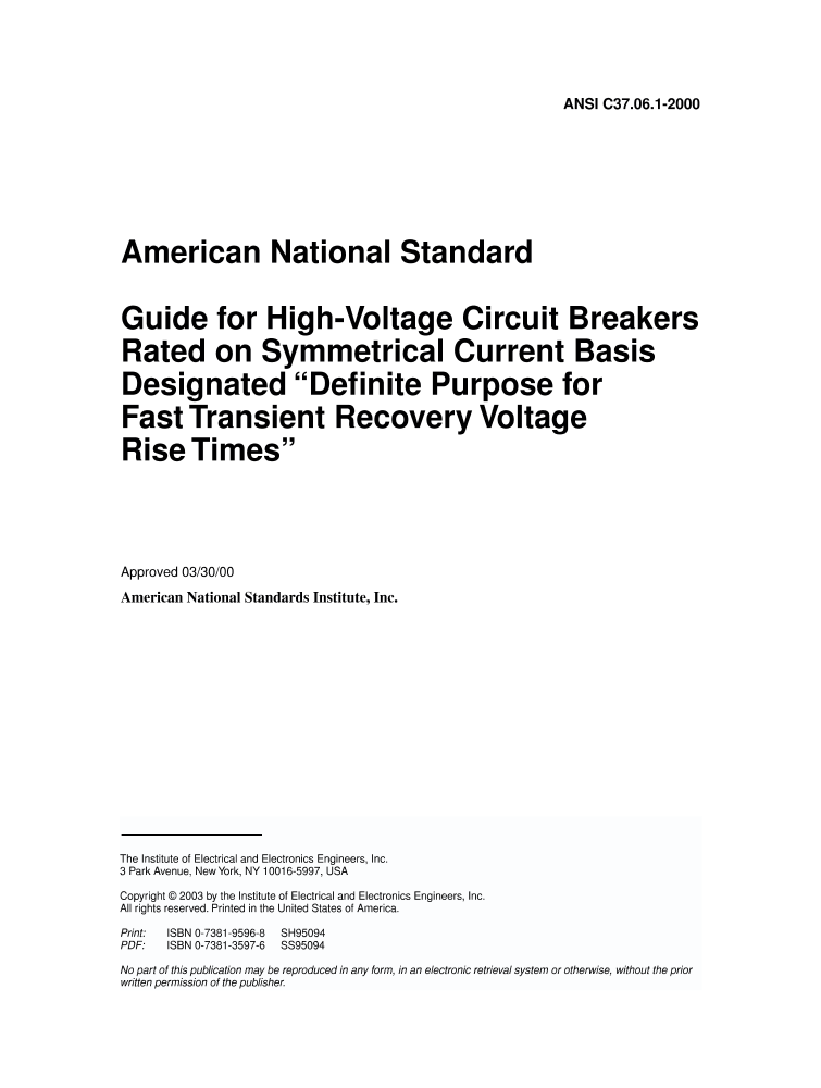 C37.06.12000 American National Standard Guide for HighVoltage