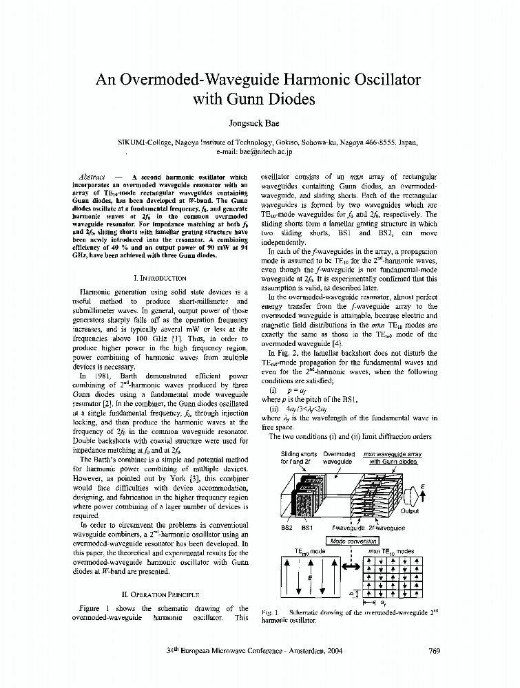 An overmodedwaveguide harmonic oscillator with gunn diodes IEEE
