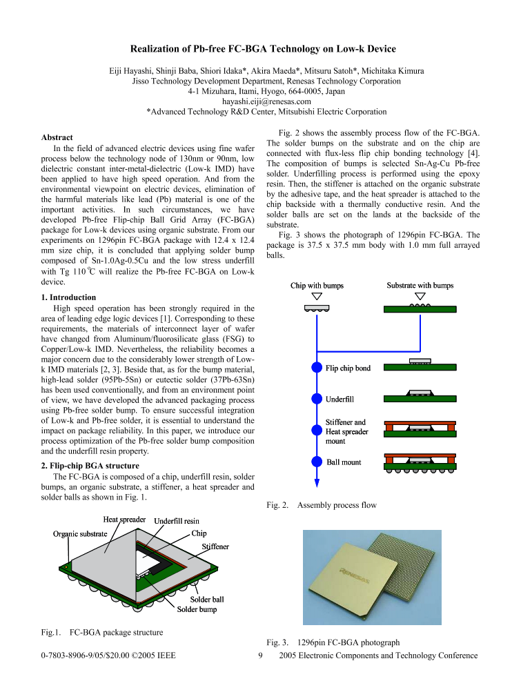 Realization of PbFree FCBGA Technology on Lowk Device IEEE