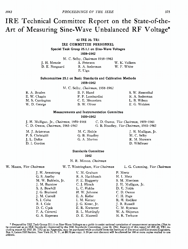 IRE Technical Committee Report on the state-of-the-art of measuring ...