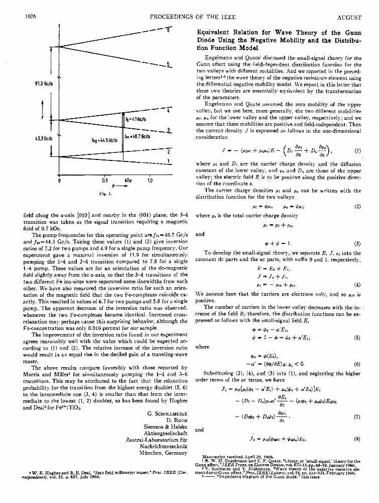 Equivalent relation for wave theory of the Gunn diode using the