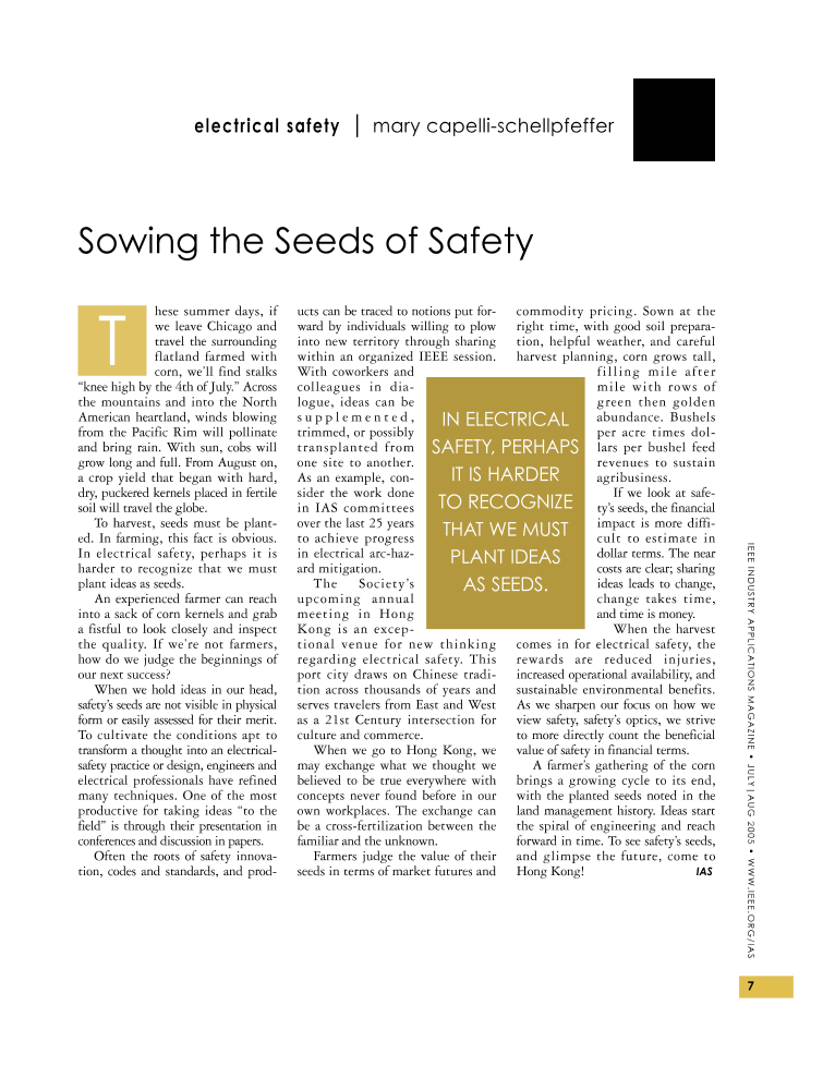 Electrical safety Sowing the seeds of safety IEEE Journals