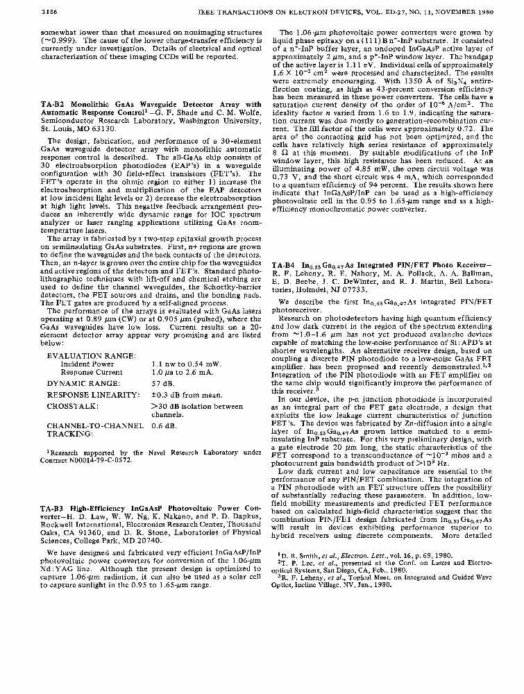 Ta B4 In0 53ga0 47as Integrated Pin Fet Photo Receiver Ieee Journals