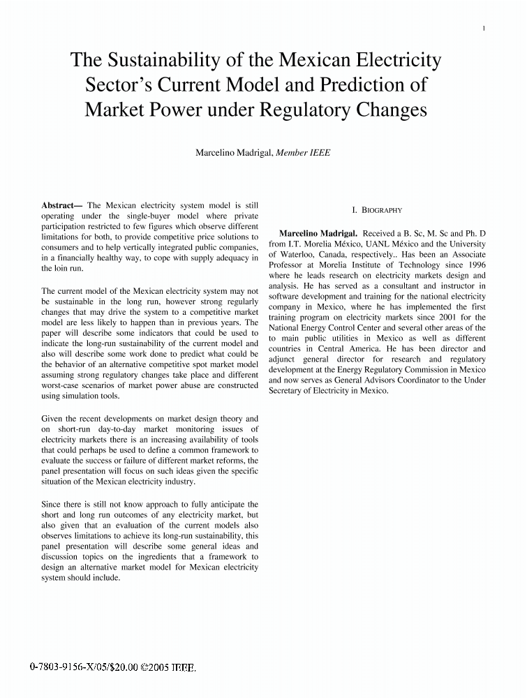 The Sustainability Of The Mexican Electricity Sectors - 