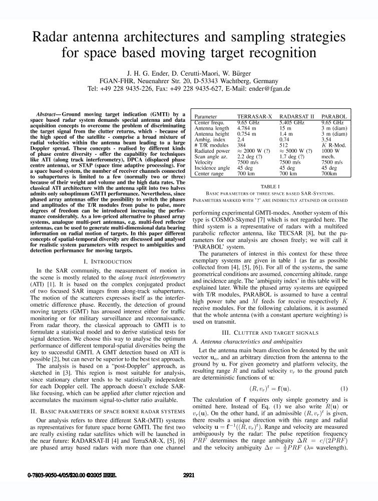 Radar antenna architectures and sampling strategies for space based