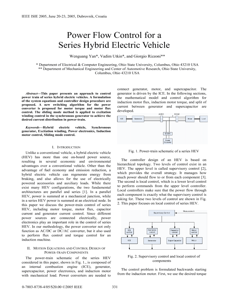 Power Flow Control for a Series Hybrid Electric Vehicle IEEE