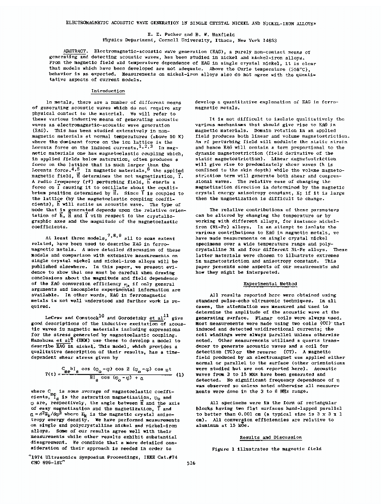 Acoustic Wave Generation in Single Crystal Nickel and