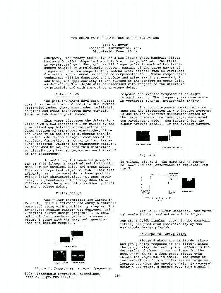 Low Shape Factor Filter Design Considerations IEEE Conference