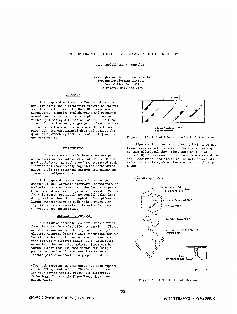 Frequency Characteristics of Bulk Microwave Acoustic Resonators IEEE