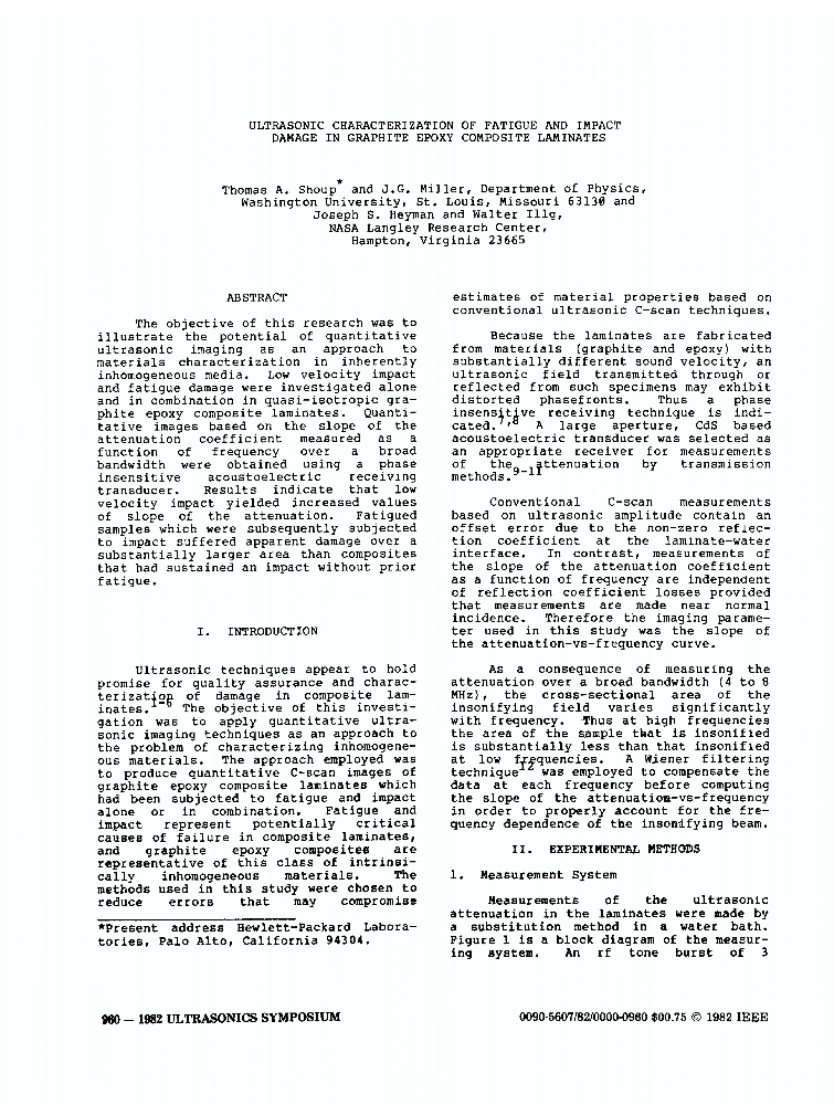 Ultrasonic Characterization of Fatigue and Impact Damage in Graphite
