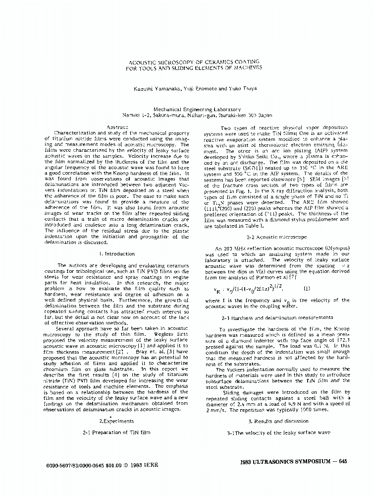 Acoustic Microscopy of Ceramics Coating for Tools and Sliding Elements ...