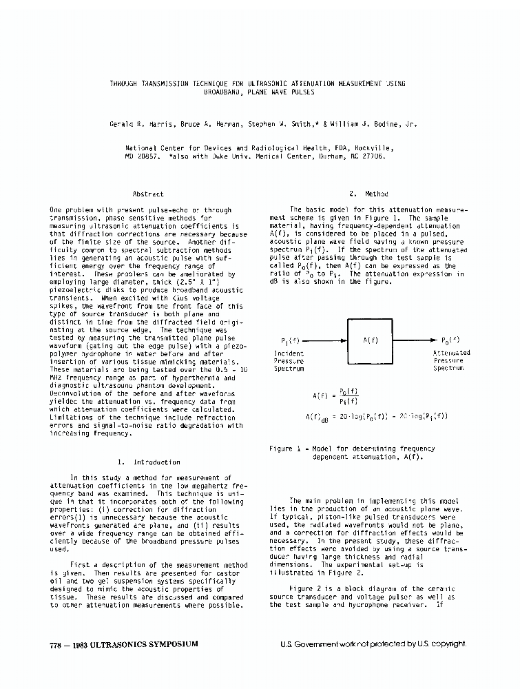 Through Transmission Technique for Ultrasonic Attenuation Measurement