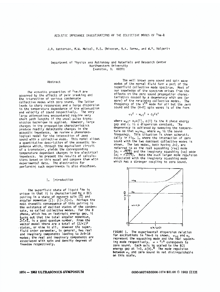 Acoustic Impedance Investigations Of The Collective Modes Of3He-B ...