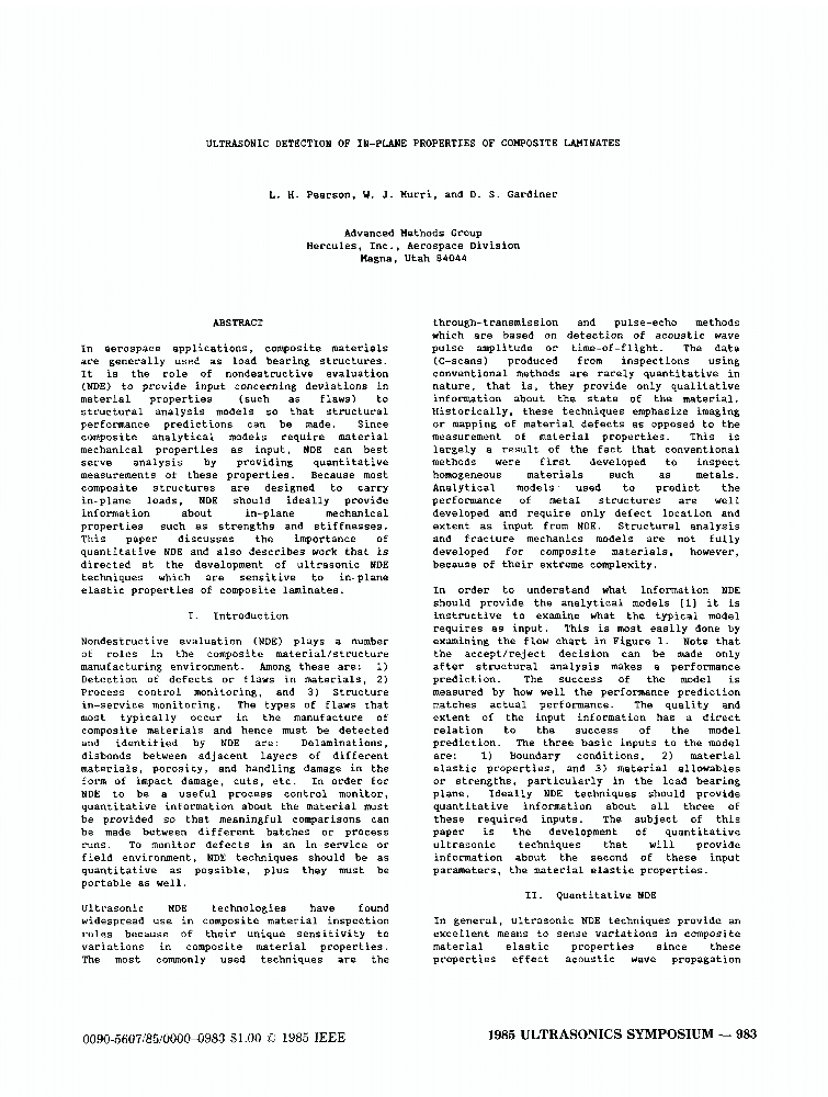 Ultrasonic Detection of InPlane Properties of Composite Laminates