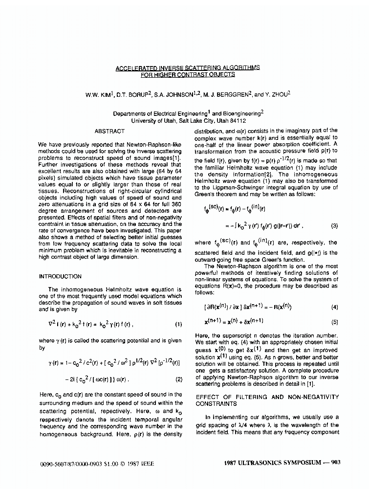 Accelerated Inverse Scattering Algorithms for Higher Contrast Objects ...