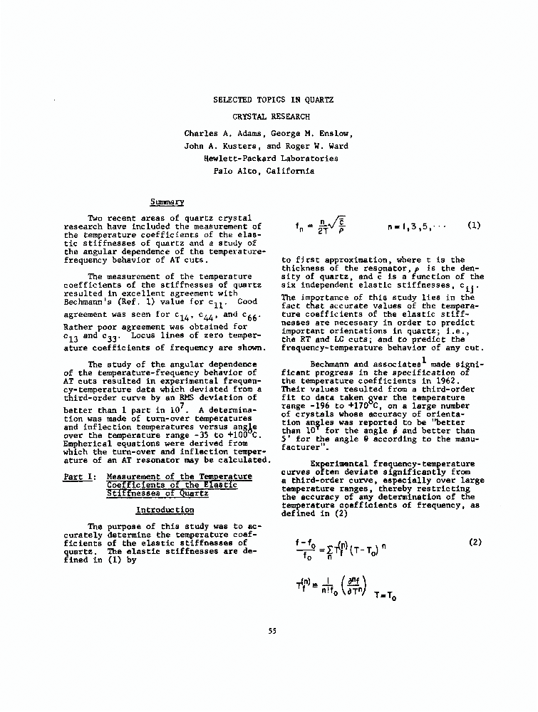 Selected Topics in Quartz Crystal Research IEEE Conference