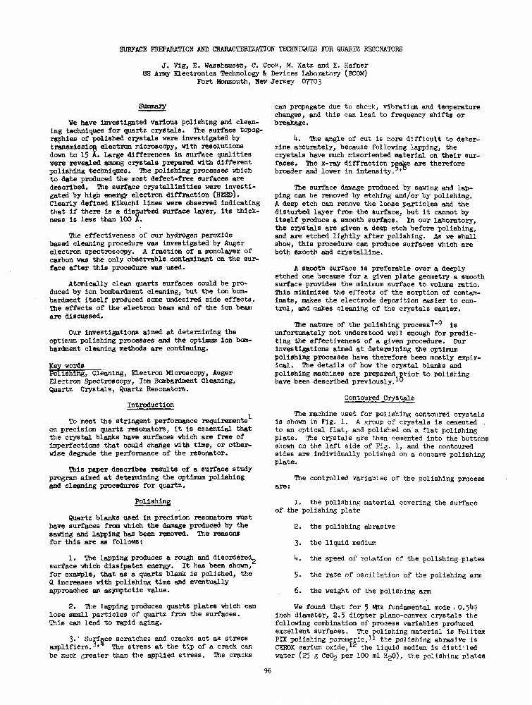 Surface Preparation and Characterization Techniques for Quartz