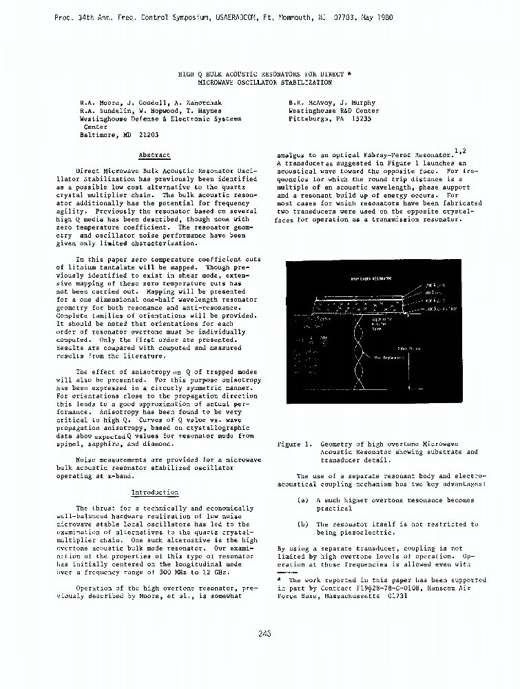 High Q Bulk Acoustic Resonators for Direct Microwave Oscillator