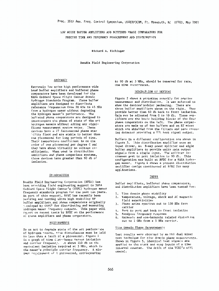 Low Noise Buffer Amplifiers and Buffered Phase Comparators for Precise