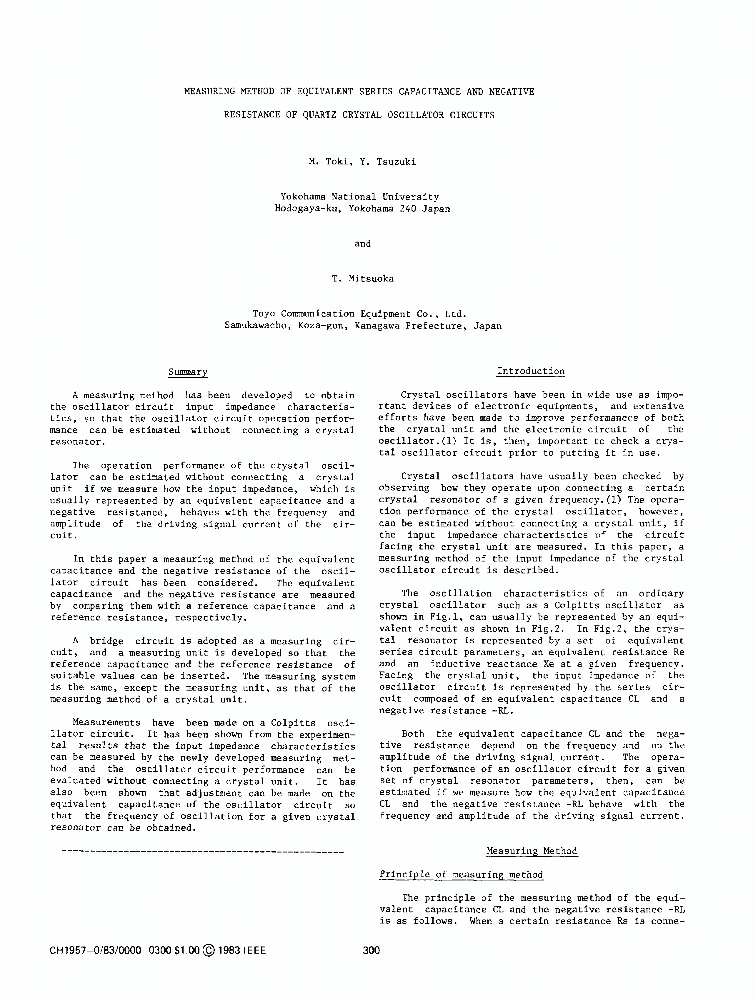 Measuring Method of Equivalent Series Capacitance and Negative