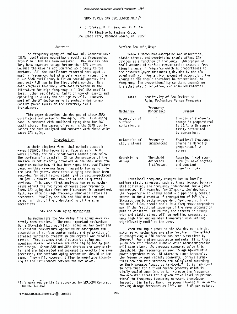 SBAW Versus SAW Oscillator Aging IEEE Conference Publication IEEE Xplore