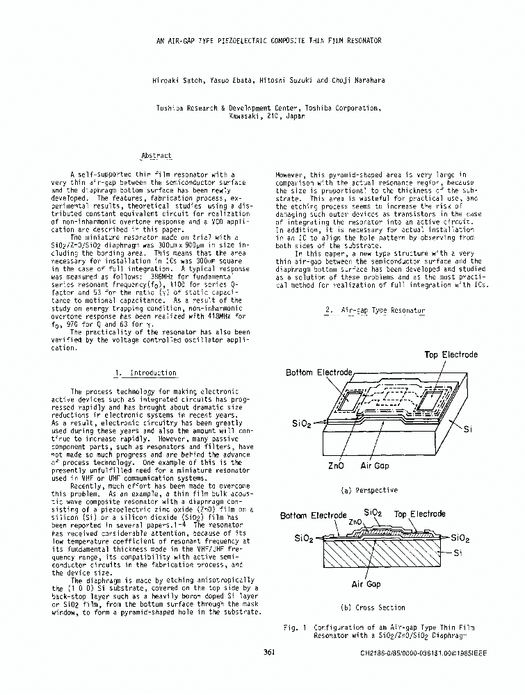 An AirGap Type Piezoelectric Composite Thin Film Resonator IEEE
