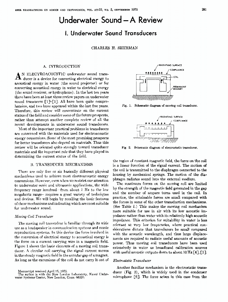 Underwater Sound A Review I. Underwater Sound Transducers IEEE