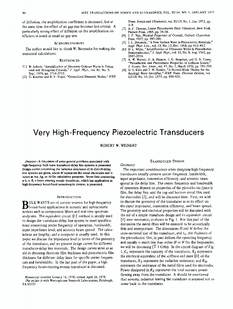 Very HighFrequency Piezoelectric Transducers IEEE Journals