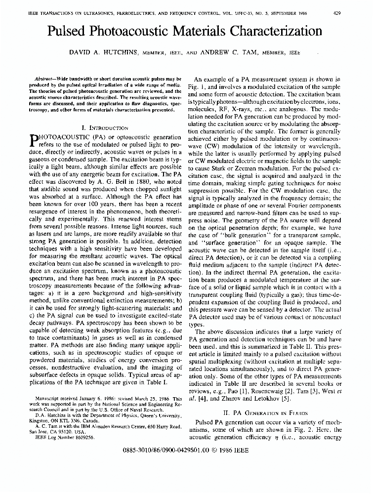 Pulsed Photoacoustic Materials Characterization IEEE Journals