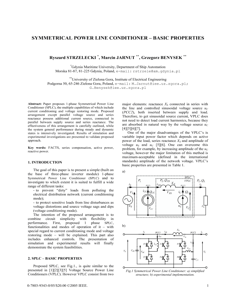 Symmetrical power line conditioner basic properties IEEE Conference