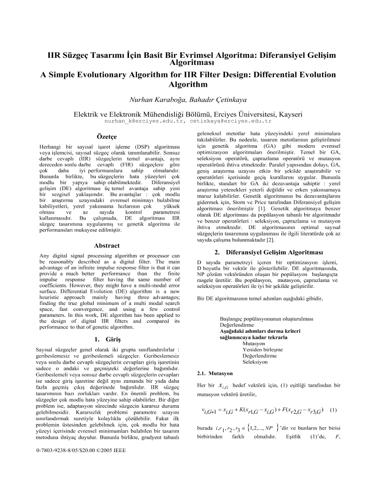 A simple evolutionary algorithm for IIR filter design: differential ...