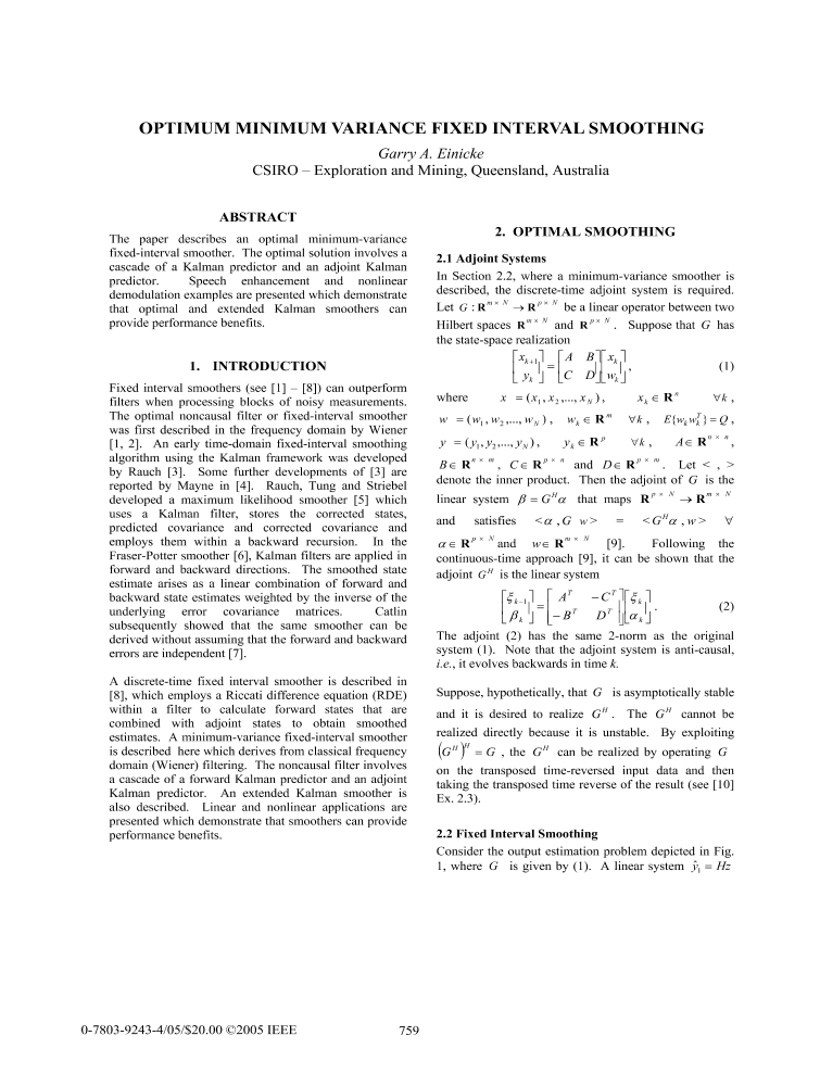 Optimum Minimum Variance Fixed Interval Smoothing IEEE Conference optimum-minimum-variance-fixed-interval-smoothing-ieee-conference