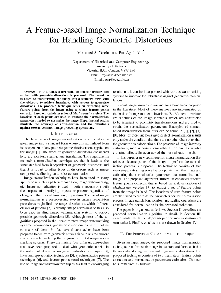 A Feature-based Image Normalization Technique for Handling Geometric ...